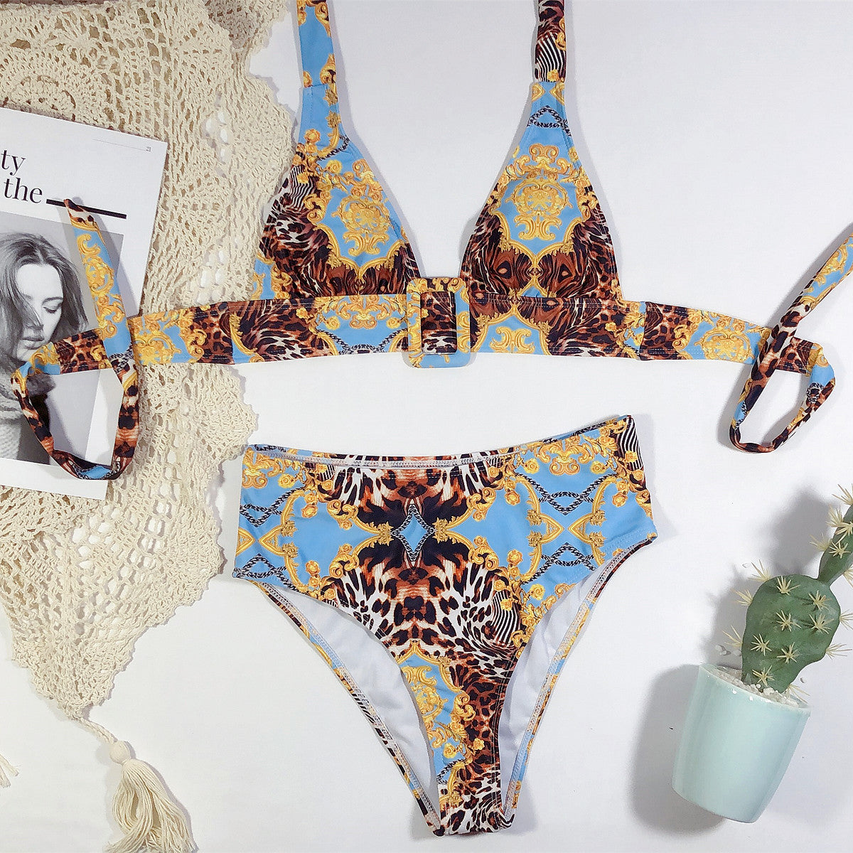 Micaela® | Bikini con scollo all'americana e stampa