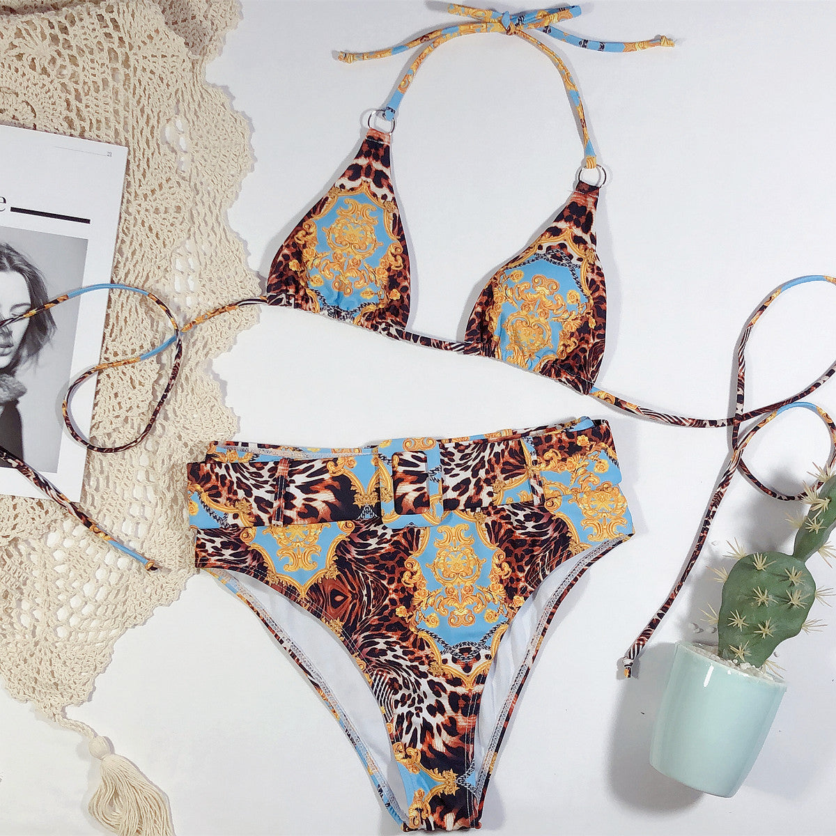 Micaela® | Bikini con scollo all'americana e stampa
