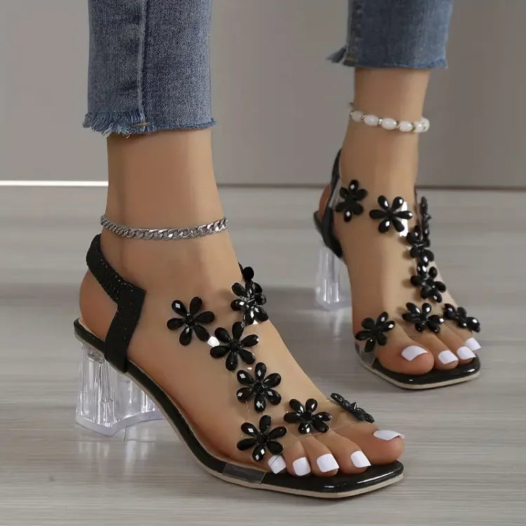 Camila® | Sandali da donna con tacco e strass a fiore