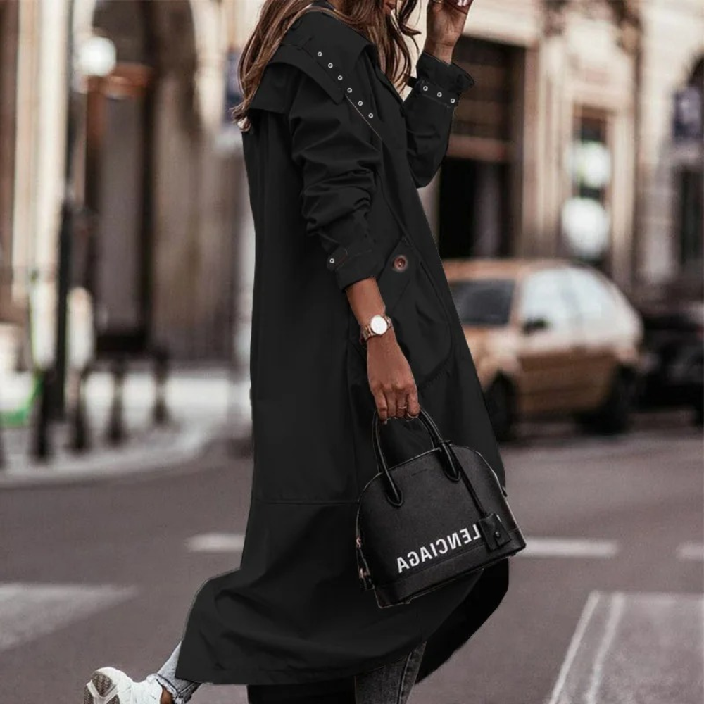Yoselin® | Cappotto lungo oversize con cappuccio da donna
