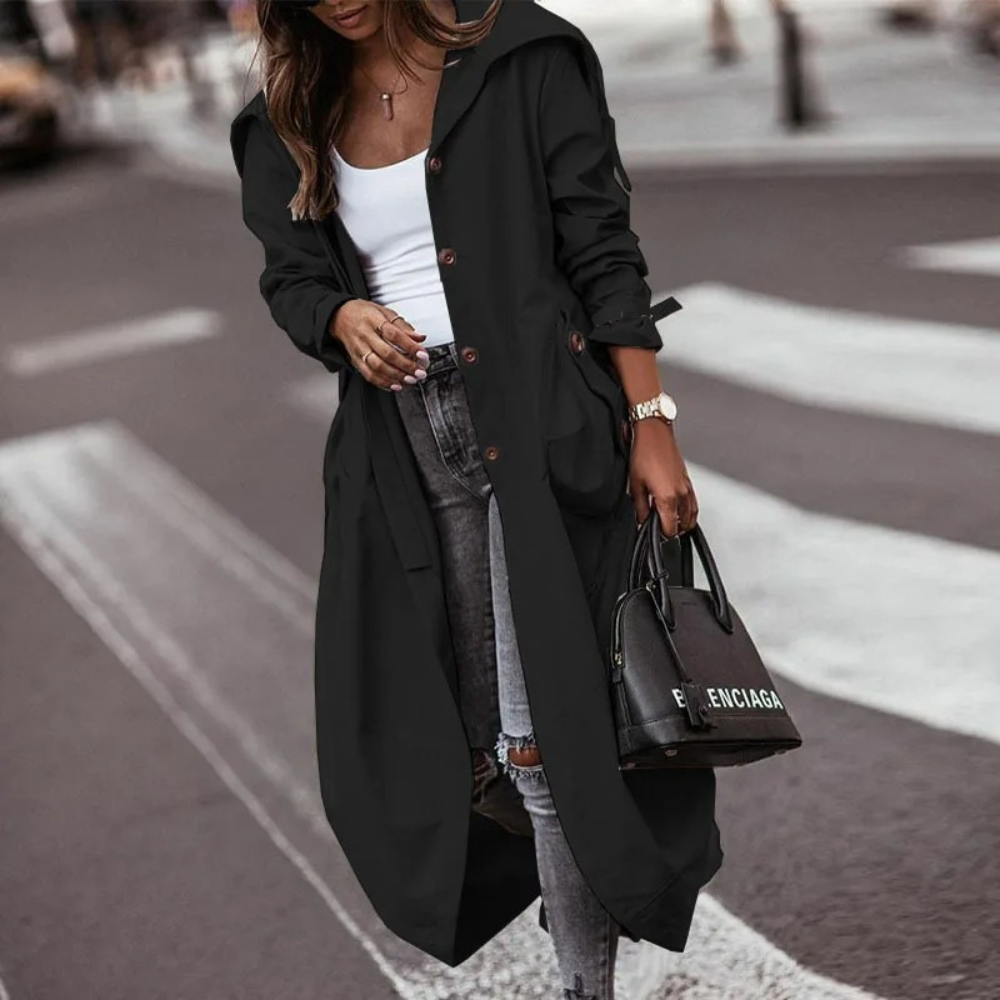 Yoselin® | Cappotto lungo oversize con cappuccio da donna