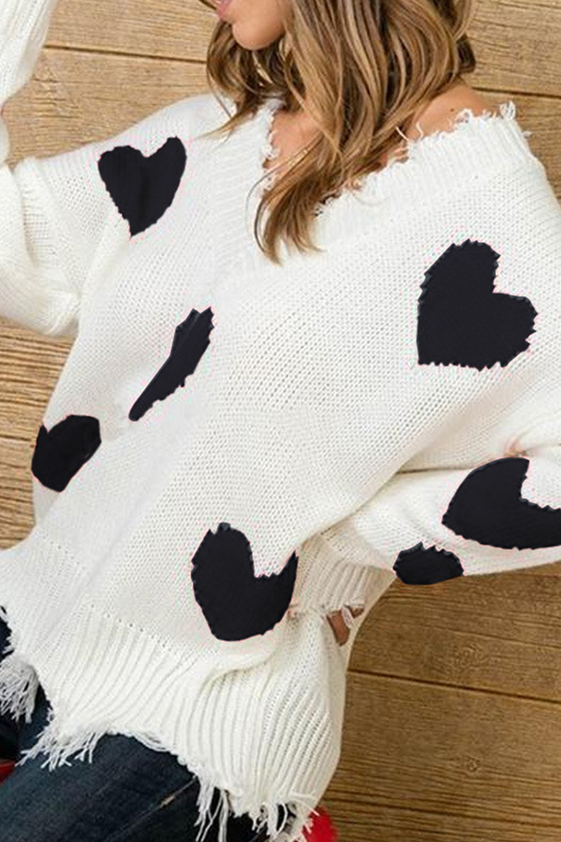 Zahira® | Maglia casual con scollo a V a contrasto e motivo con nappe