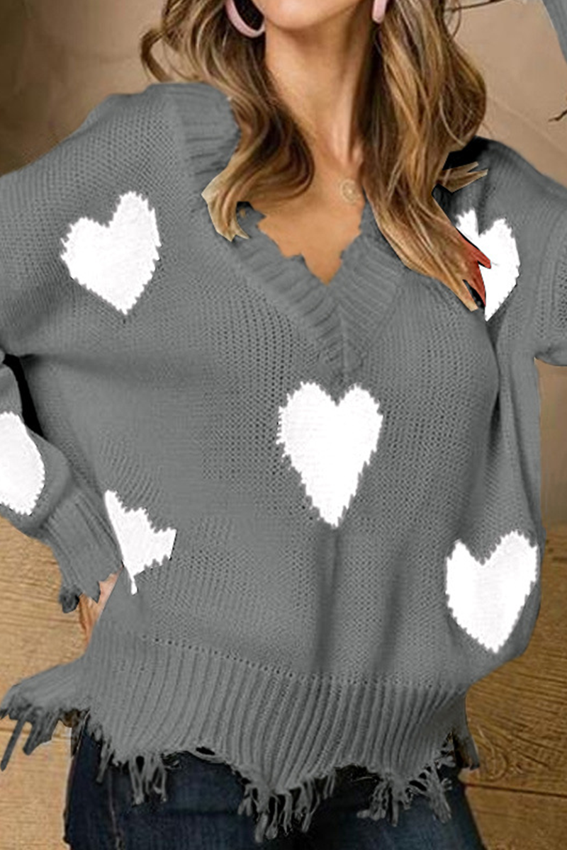 Zahira® | Maglia casual con scollo a V a contrasto e motivo con nappe