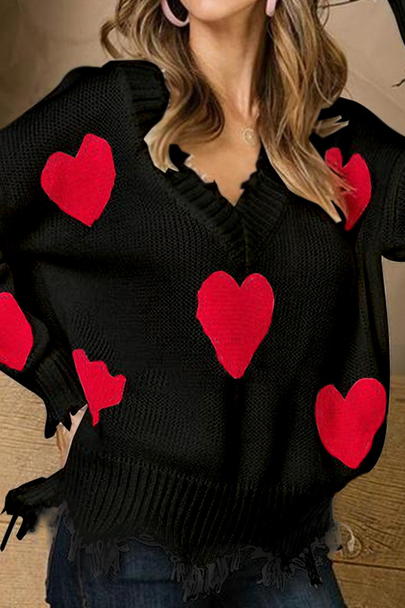 Zahira® | Maglia casual con scollo a V a contrasto e motivo con nappe