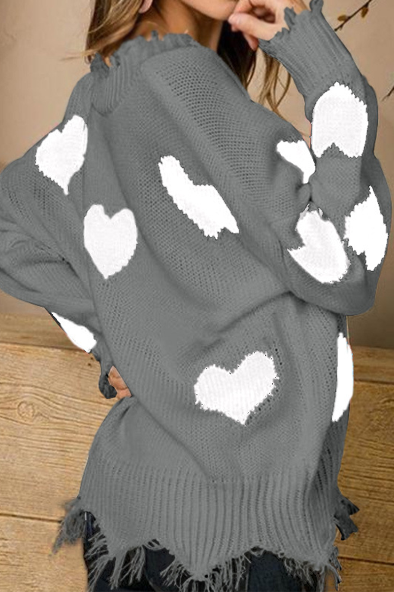 Zahira® | Maglia casual con scollo a V a contrasto e motivo con nappe