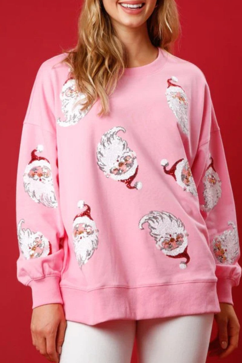 Yoselin® | Top casual di Babbo Natale con paillettes e scollo a O
