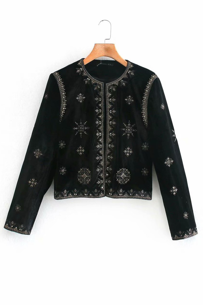 Zahara® | Capispalla casual con ricami floreali con scollo a O
