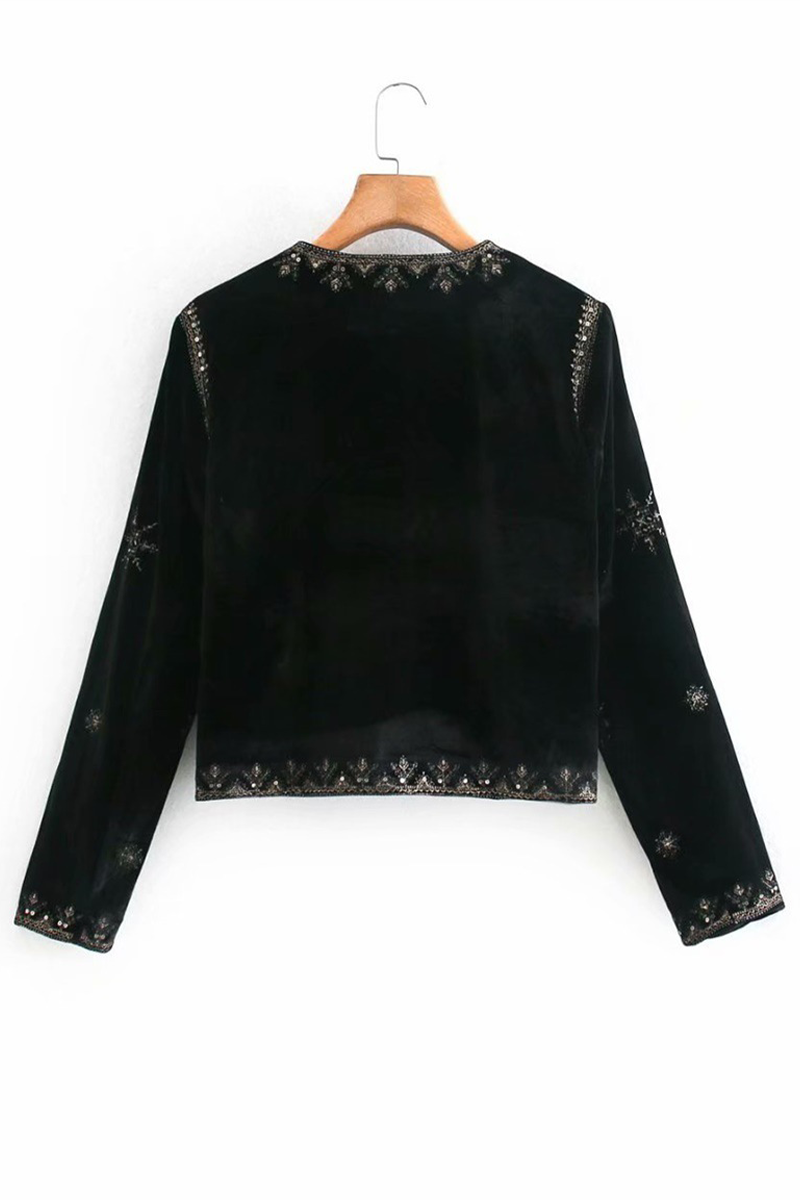 Zahara® | Capispalla casual con ricami floreali con scollo a O