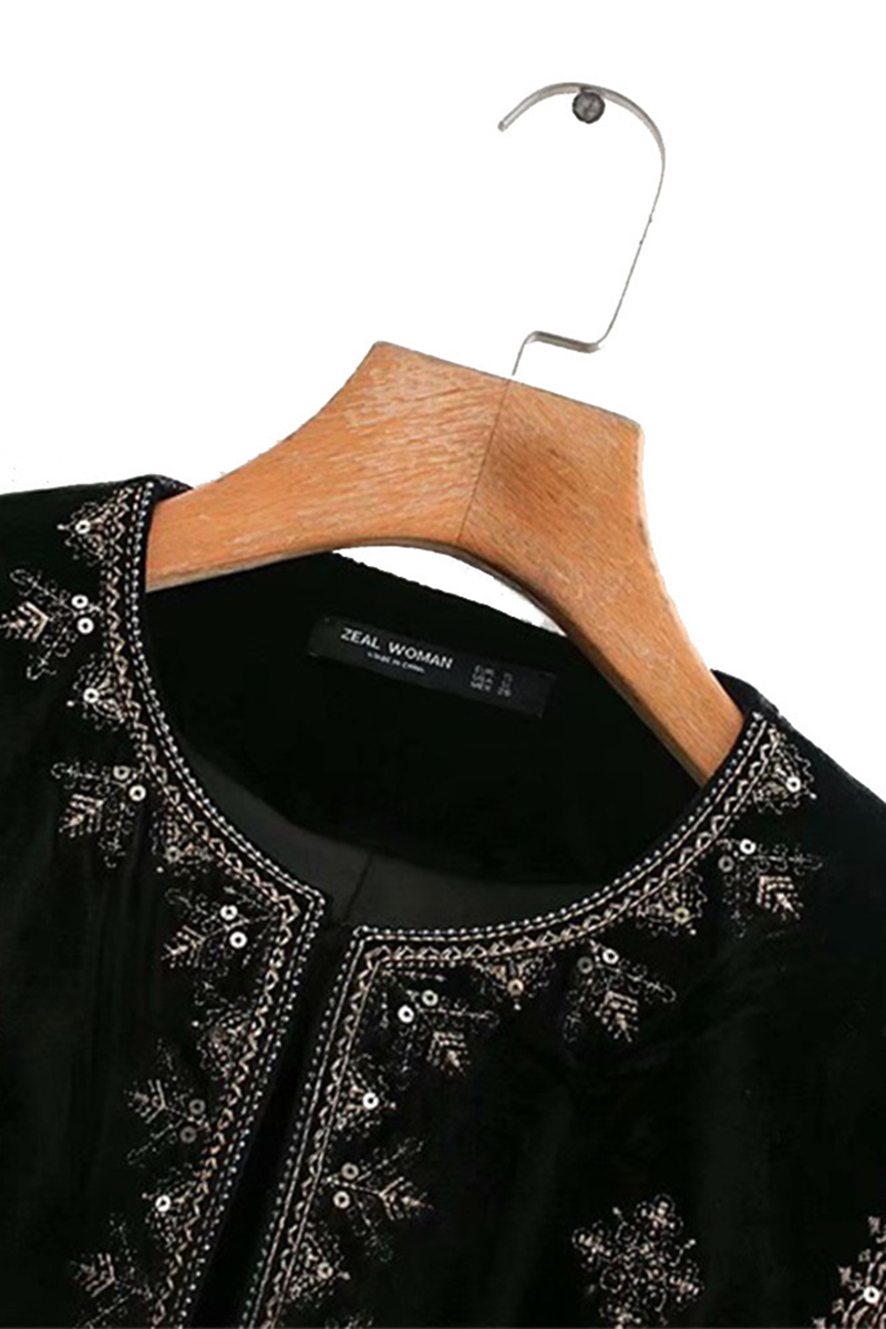 Zahara® | Capispalla casual con ricami floreali con scollo a O