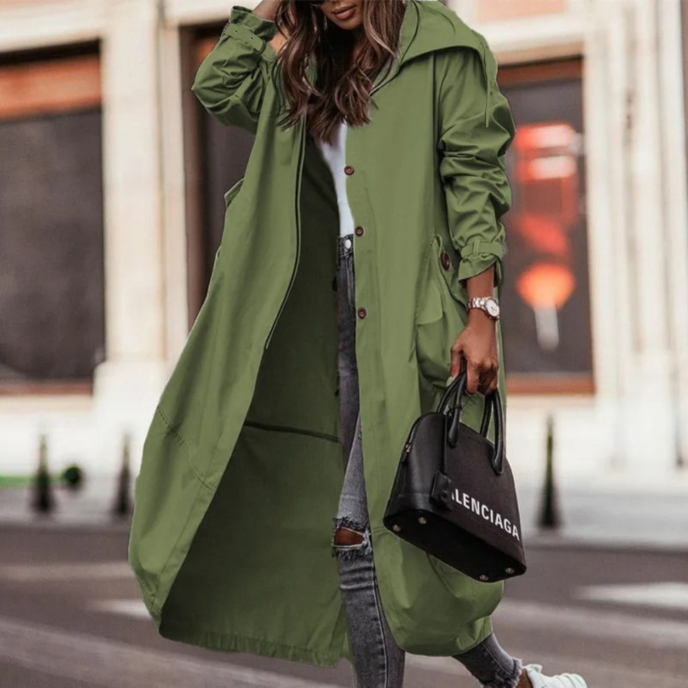 Yoselin® | Cappotto lungo oversize con cappuccio da donna