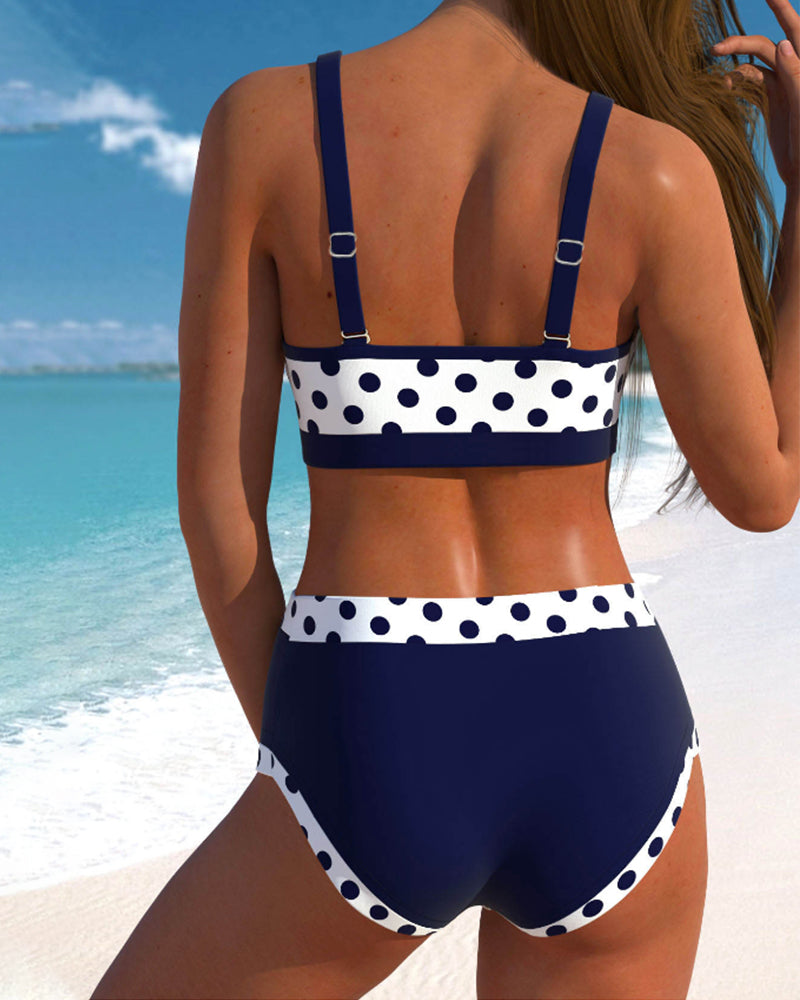 Andrea® | Bikini patchwork a vita alta con piselli