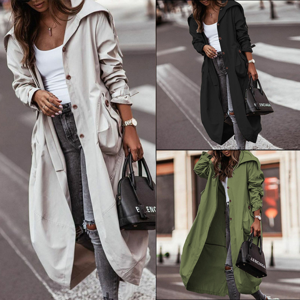Yoselin® | Cappotto lungo oversize con cappuccio da donna