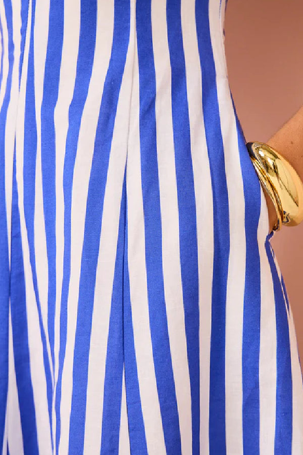 Zadie® | Regalati un maxi abito ondulato senza tempo con stampa a righe, maniche a sbuffo e tasche