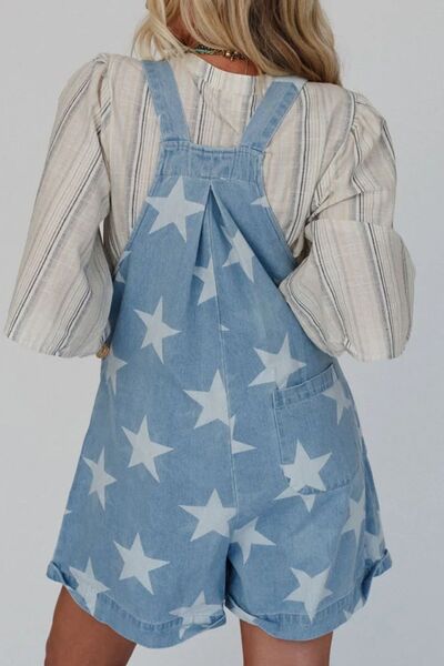 Zoraida® | Tuta in denim con scollo quadrato e stampa di stelle