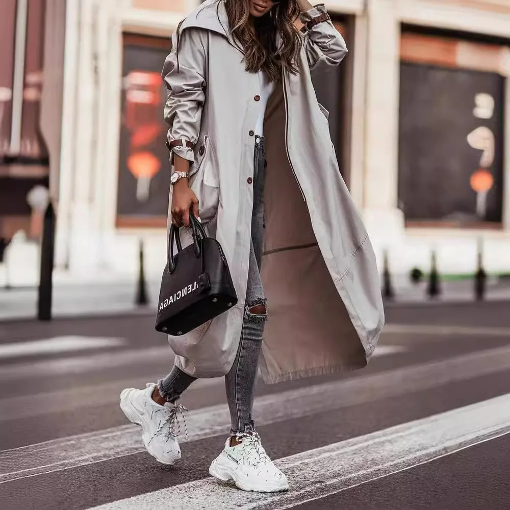 Yoselin® | Cappotto lungo oversize con cappuccio da donna