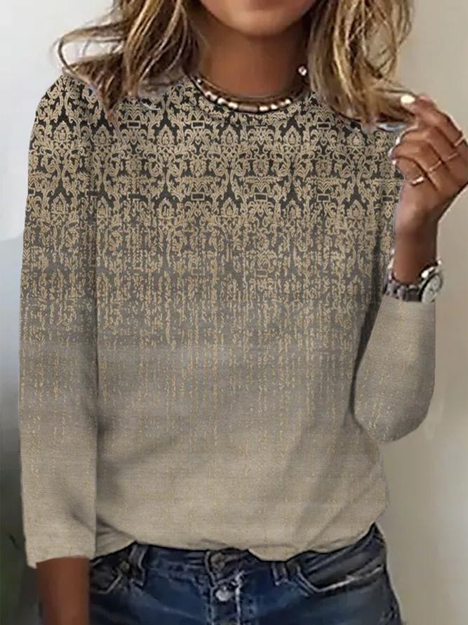 Yolanda® | Camicia a maniche lunghe con lussuosa stampa sfumata color oro