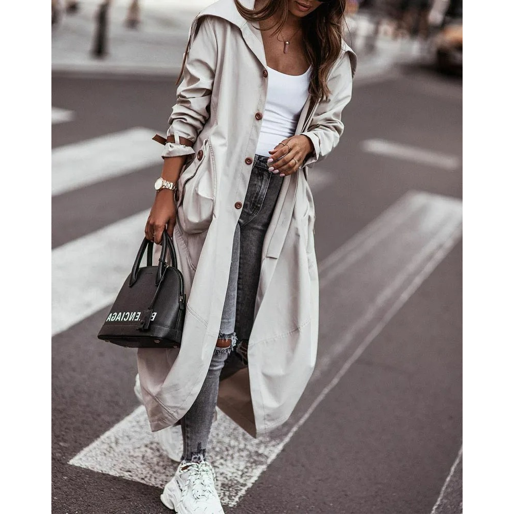 Yoselin® | Cappotto lungo oversize con cappuccio da donna
