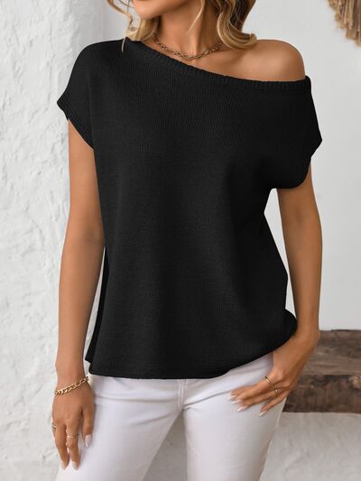 Zafferano® | Top in maglia a maniche corte con scollo a barchetta
