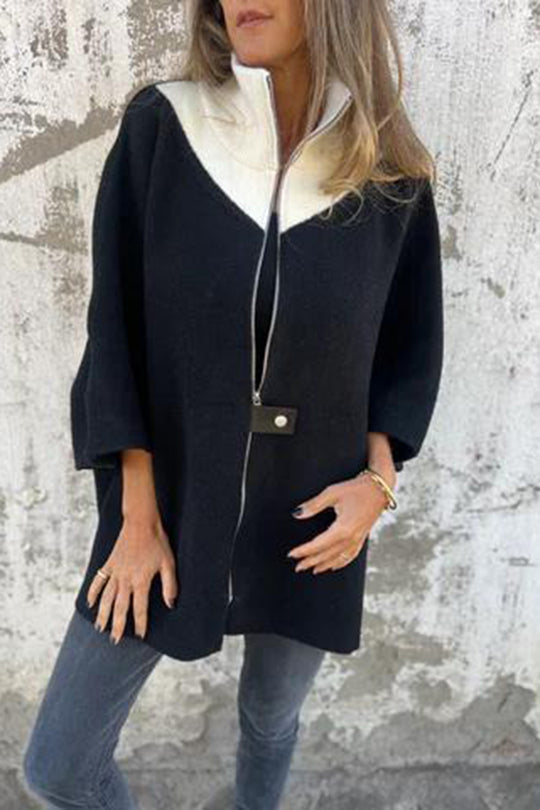 Zafferano® | Giacca ampia, casual e alla moda con colletto rialzato e cerniera