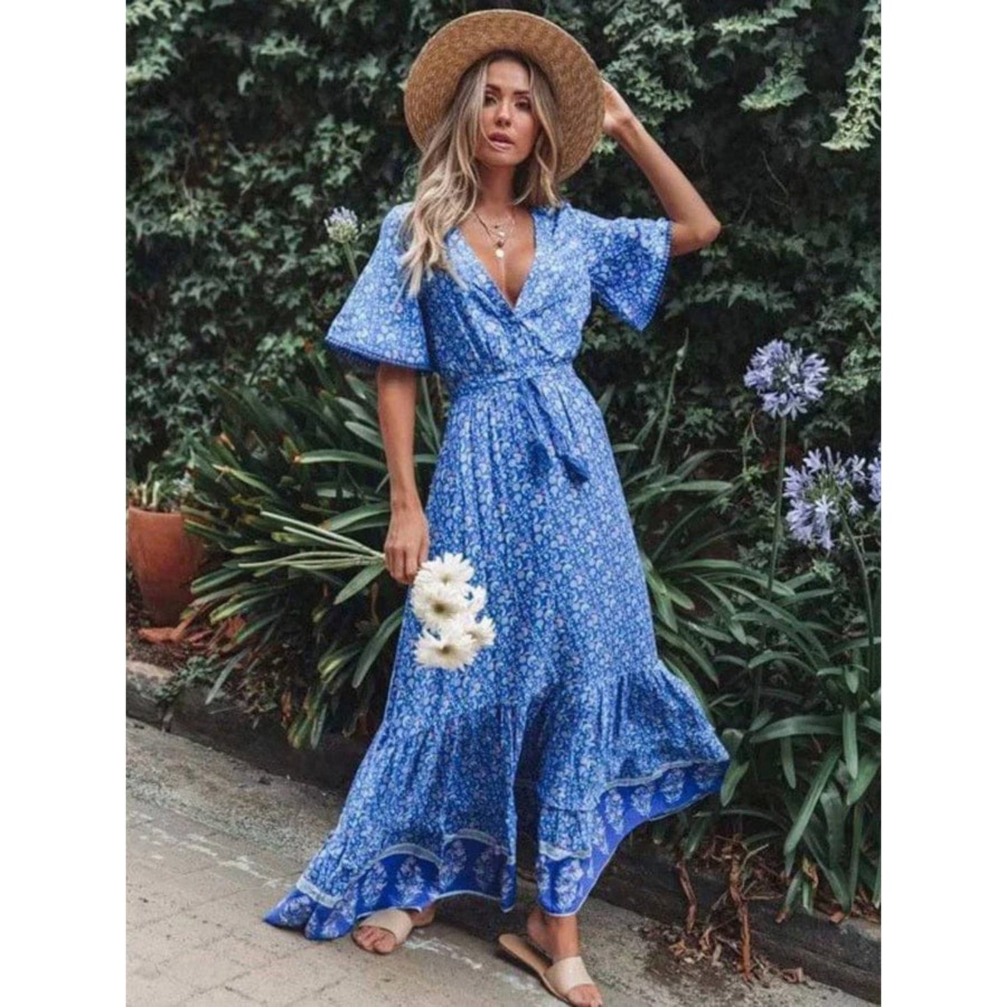 Yoselin® | Maxi vestito chic da donna con maniche corte