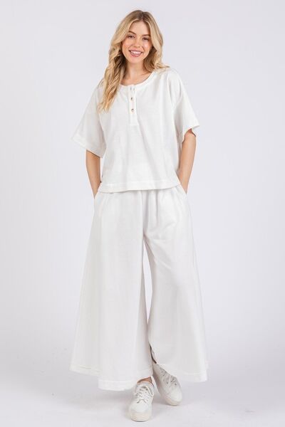 Yoselin® | Set top e pantaloni con mezza manica e mezzo bottone