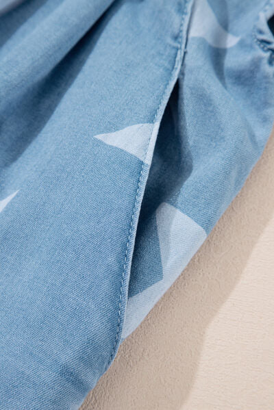 Zoraida® | Tuta in denim con scollo quadrato e stampa di stelle