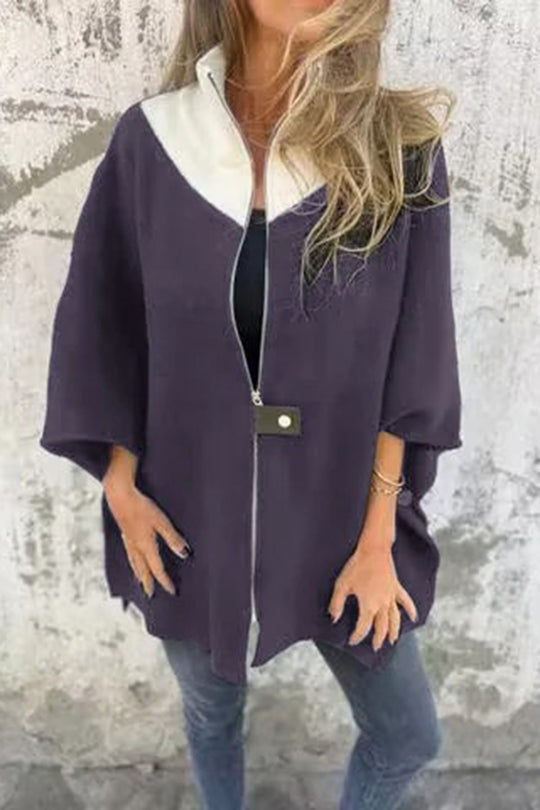 Zafferano® | Giacca ampia, casual e alla moda con colletto rialzato e cerniera