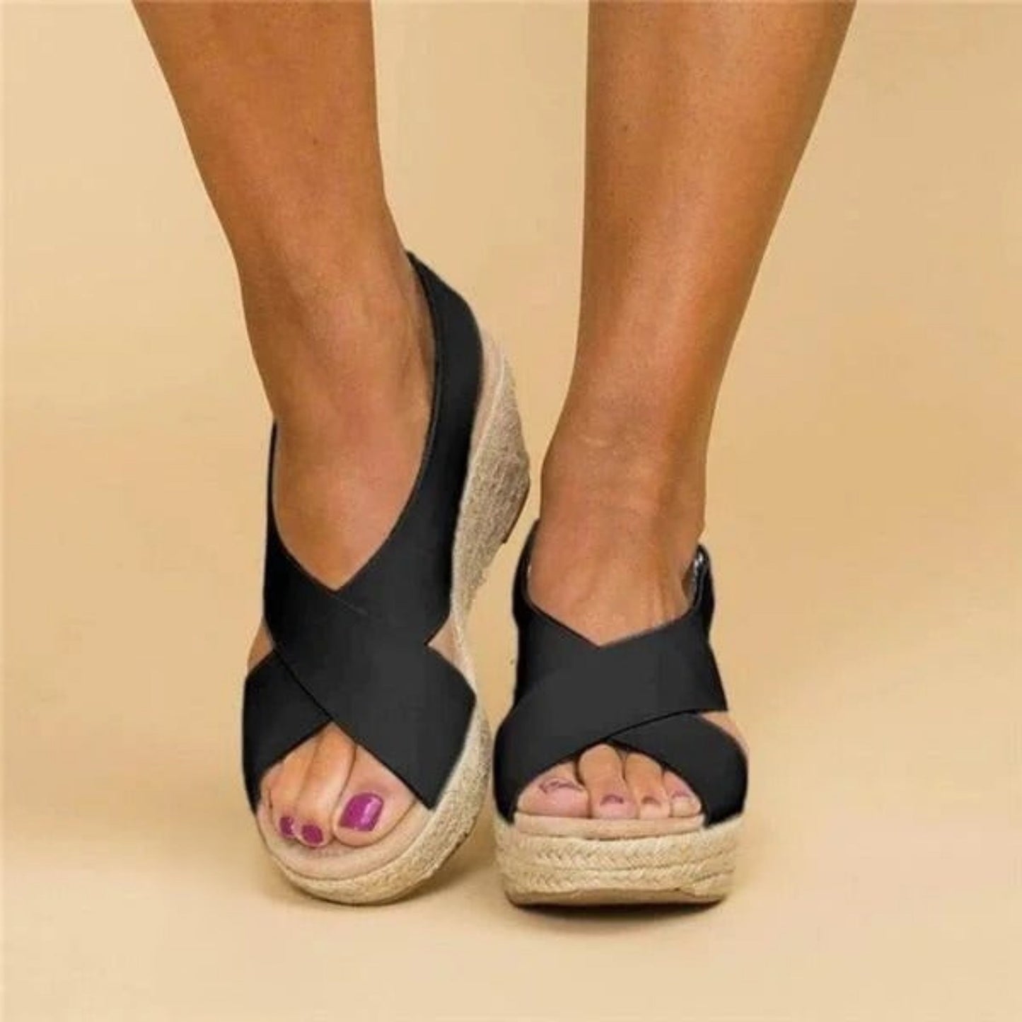 Georgina® | Sandali con zeppa da donna con cinturini incrociati