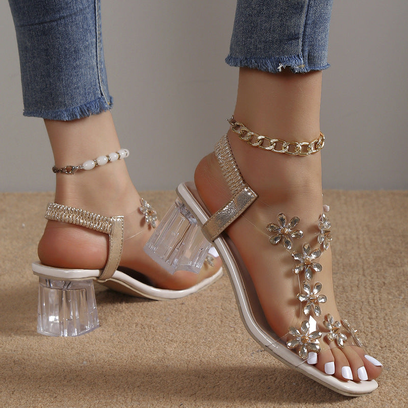 Blossom® | Eleganti sandali trasparenti con tacco largo da donna