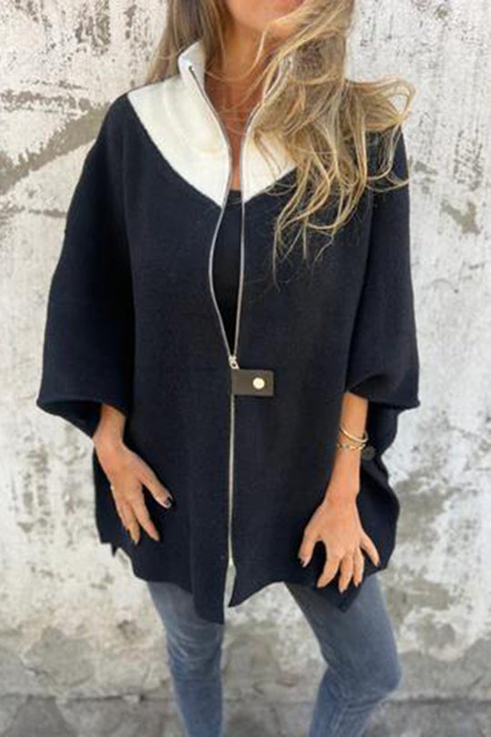 Zafferano® | Giacca ampia, casual e alla moda con colletto rialzato e cerniera