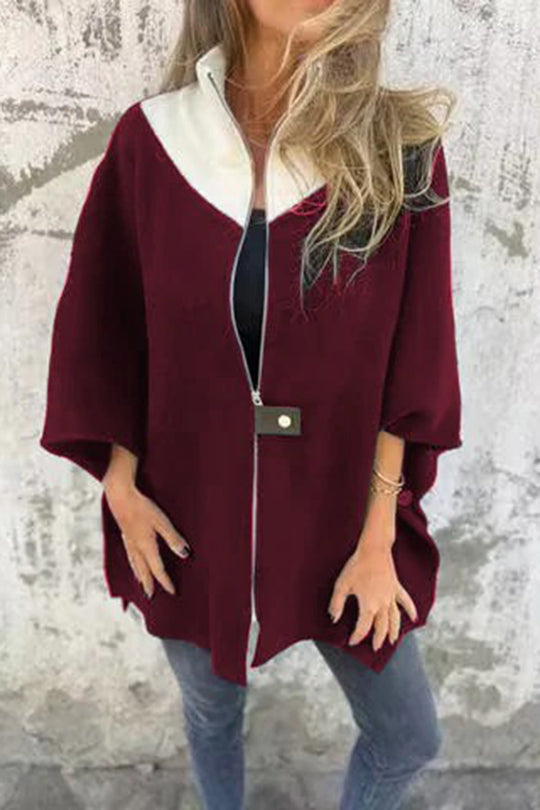 Zafferano® | Giacca ampia, casual e alla moda con colletto rialzato e cerniera