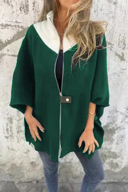 Zafferano® | Giacca ampia, casual e alla moda con colletto rialzato e cerniera