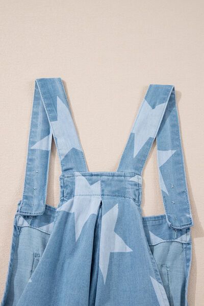 Zoraida® | Tuta in denim con scollo quadrato e stampa di stelle