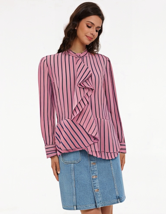 Yolanda® | Blusa elegante a righe con volant