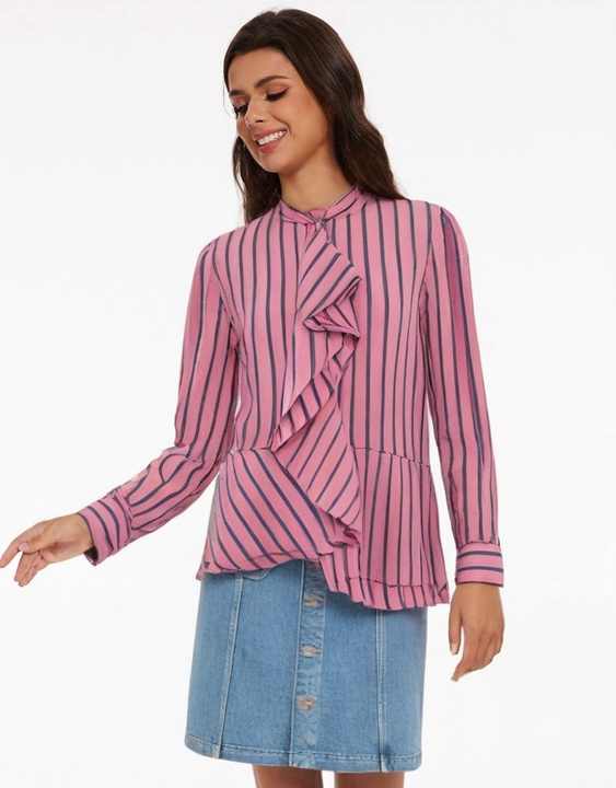 Yolanda® | Blusa elegante a righe con volant
