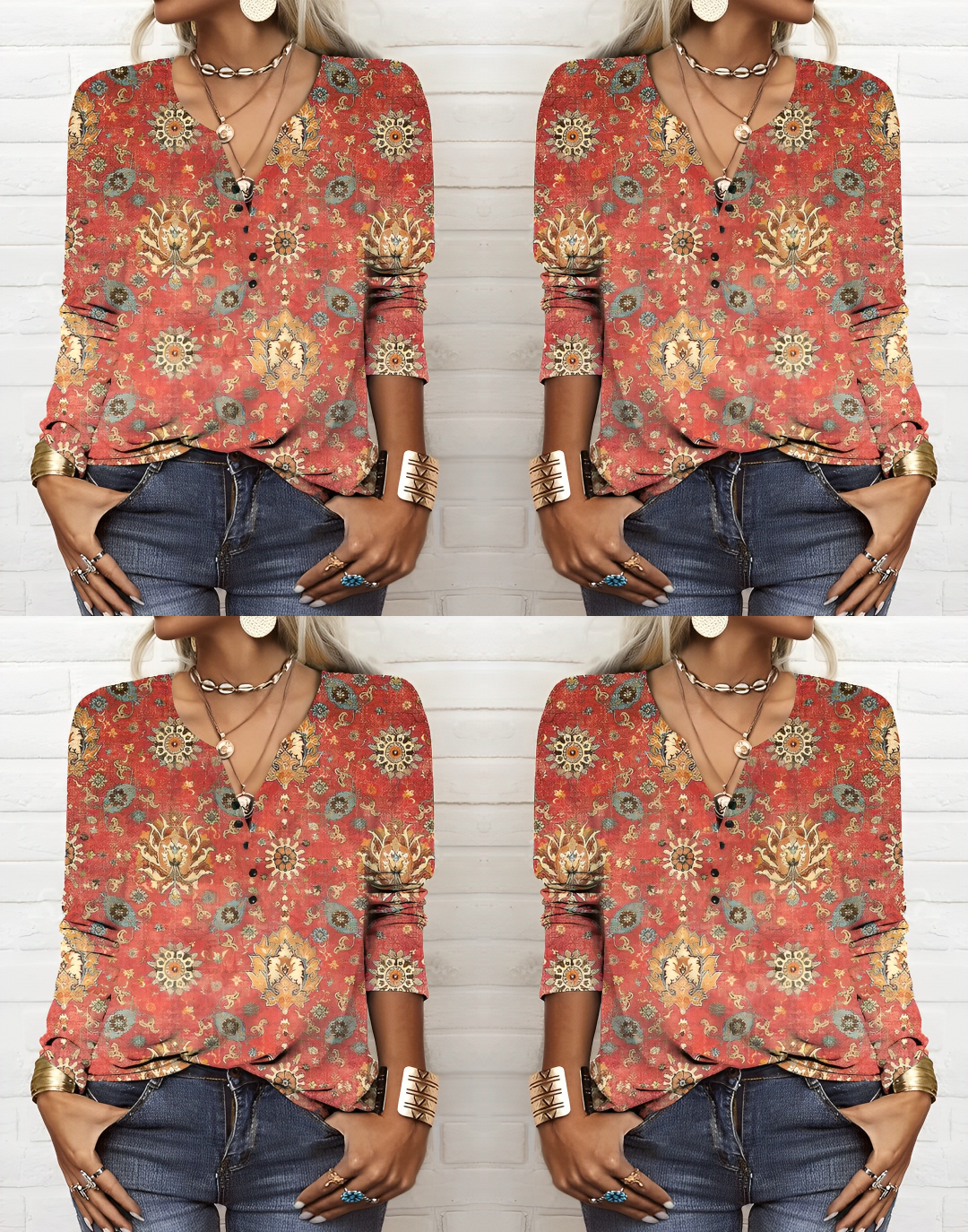 Abigail® | Camicetta stampata in stile etnico