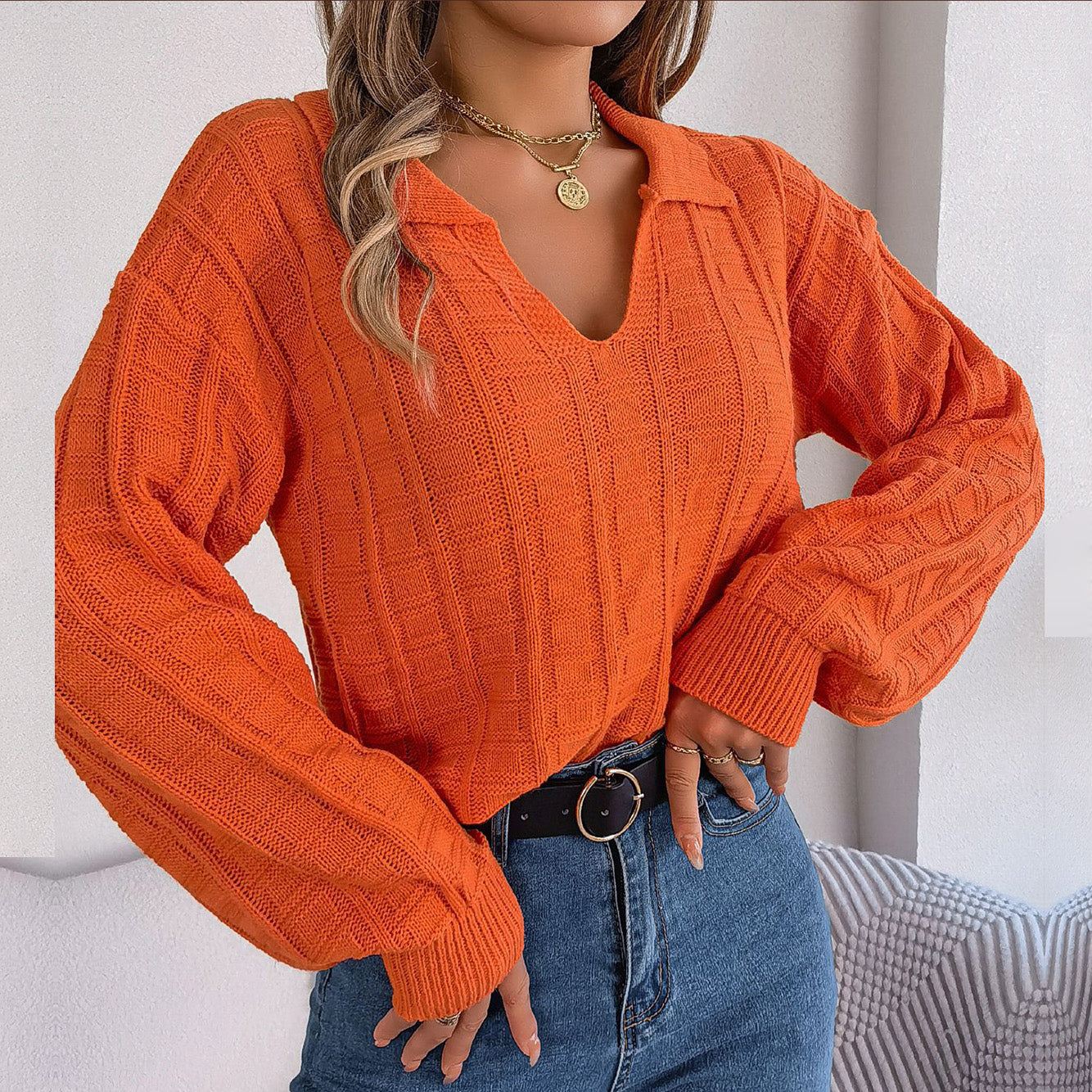Zahara® | Maglione lavorato a maglia con scollo a V