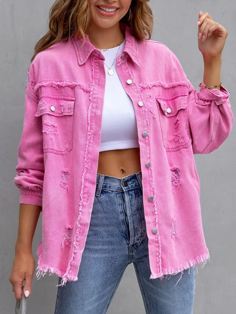 Yvonne® | Giacca in denim con orlo sfilacciato strappato