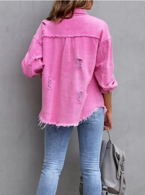 Yvonne® | Giacca in denim con orlo sfilacciato strappato