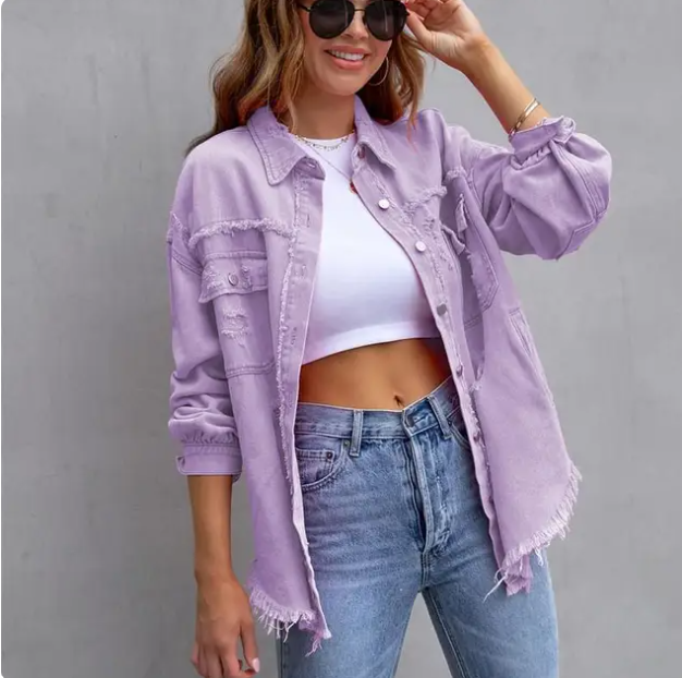 Yvonne® | Giacca in denim con orlo sfilacciato strappato