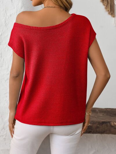 Zafferano® | Top in maglia a maniche corte con scollo a barchetta