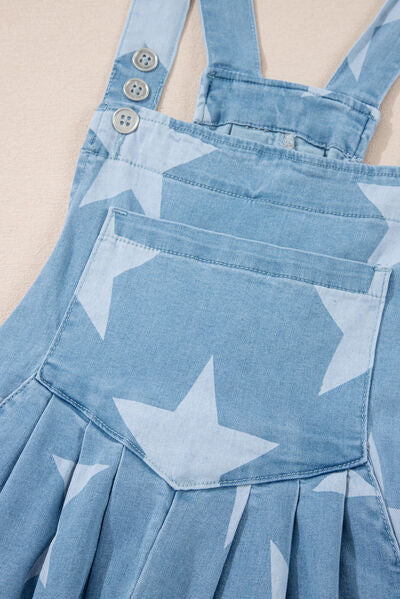 Zoraida® | Tuta in denim con scollo quadrato e stampa di stelle