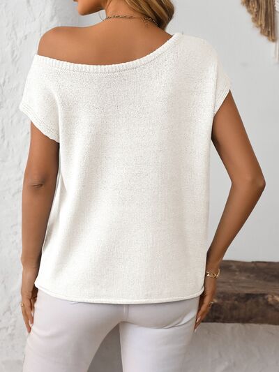 Zafferano® | Top in maglia a maniche corte con scollo a barchetta