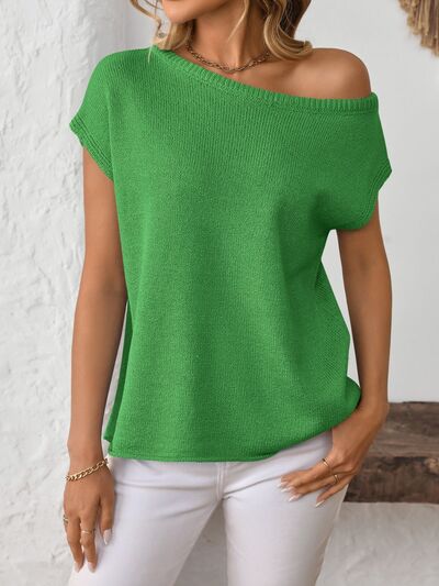 Zafferano® | Top in maglia a maniche corte con scollo a barchetta