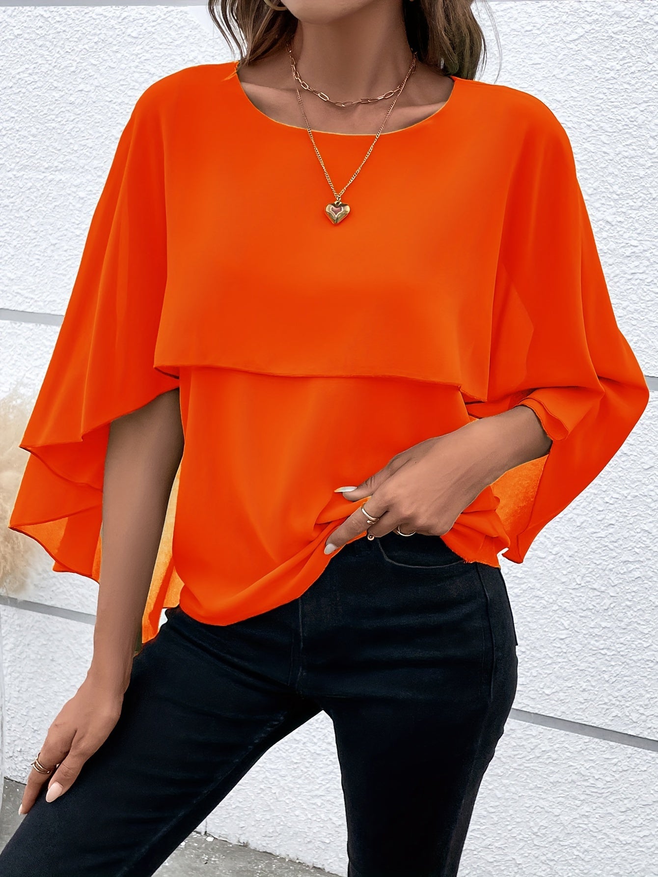 Zelia® | Blusa elegante a tinta unita a strati