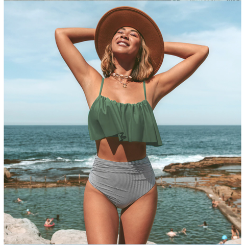Kizkitza® | Bikini con top arricciato e slip a vita alta