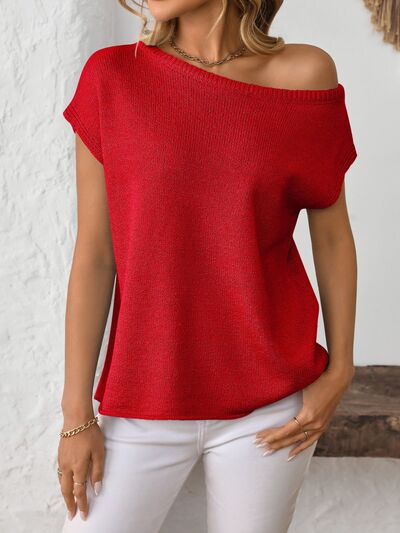 Zafferano® | Top in maglia a maniche corte con scollo a barchetta