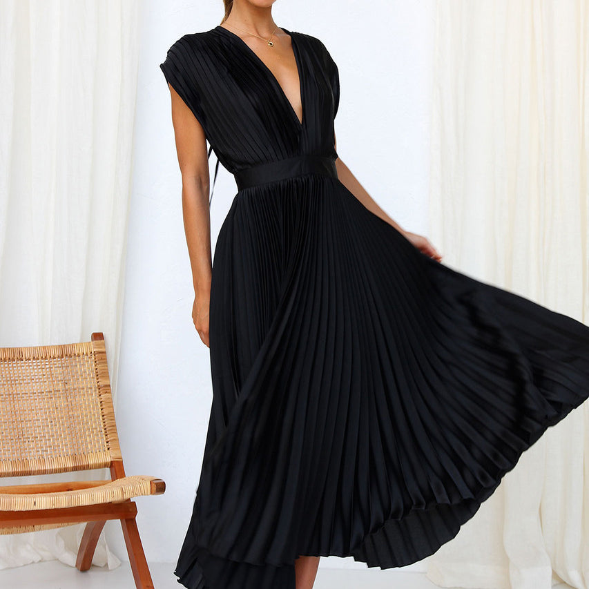 Zafferano® | Elegante abito lungo da donna con scollo a V e piega