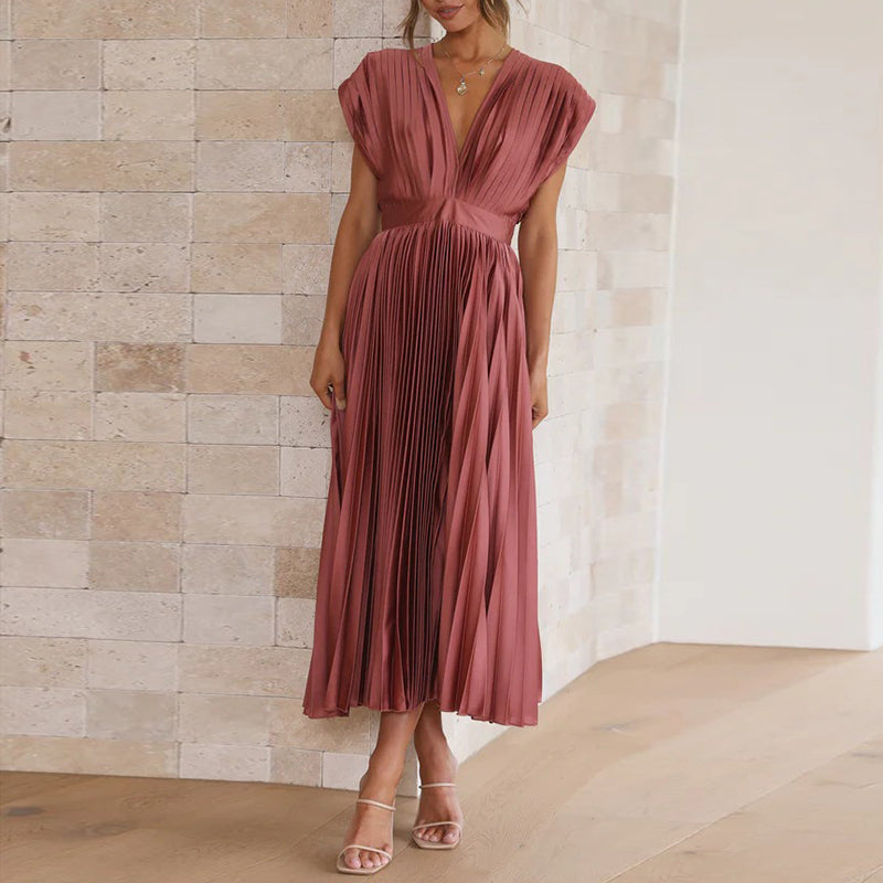 Zafferano® | Elegante abito lungo da donna con scollo a V e piega