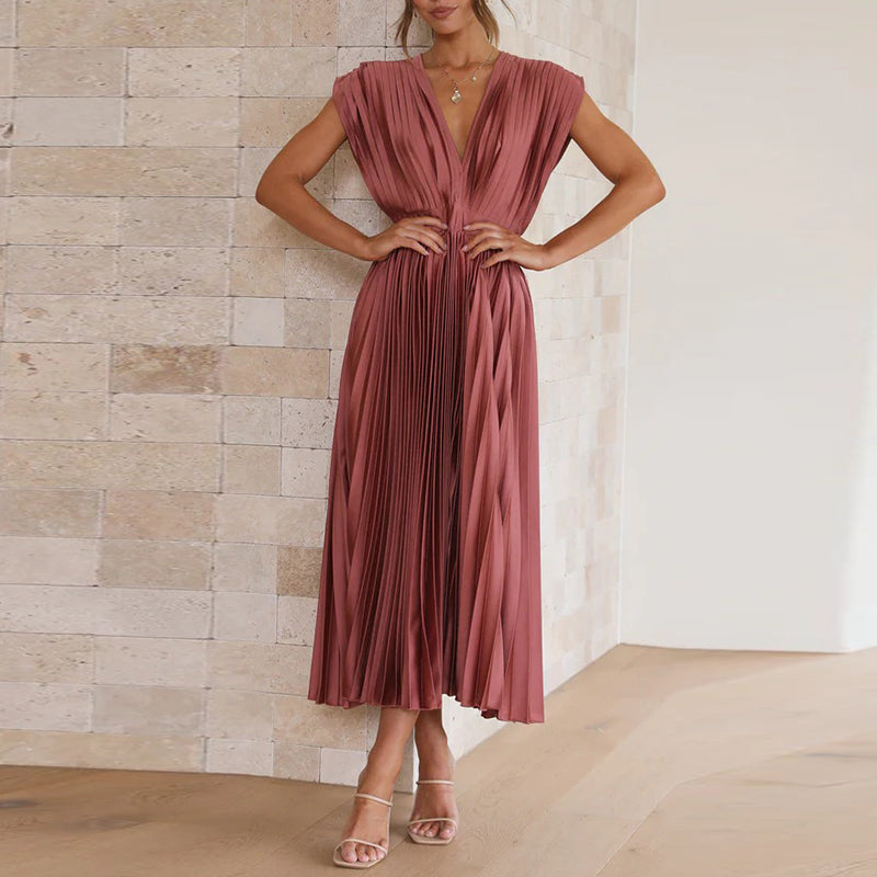 Zafferano® | Elegante abito lungo da donna con scollo a V e piega